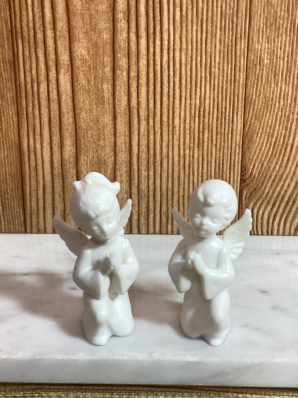 Vintage Japan Napcoware #07950 White Ceramic Praying Angel Figurines - Pair